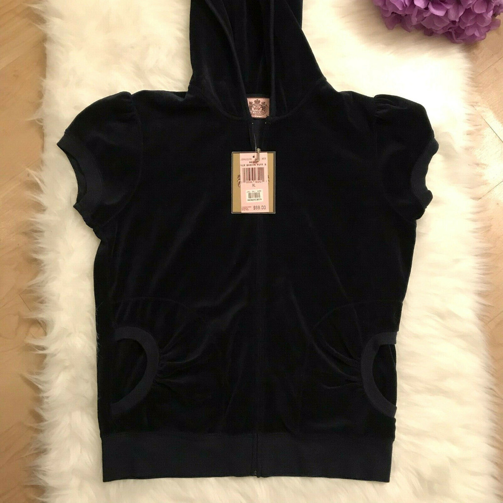 Juicy Couture Navy Blue Short Sleeve Hoddie Size X